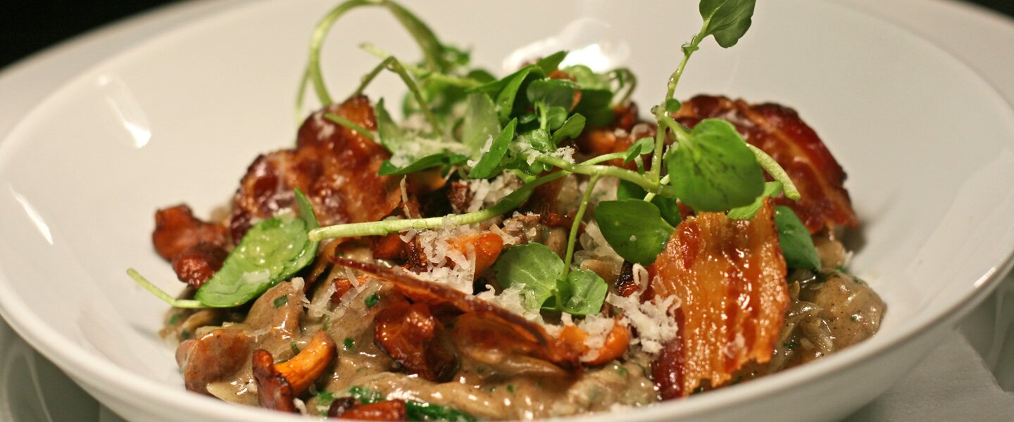 The Forester Food Banner - Orzo Pasta Girolles Pancetta