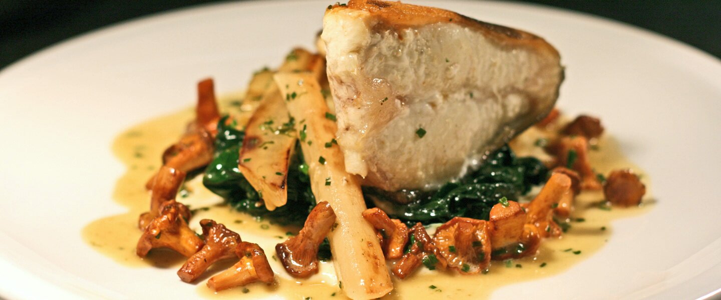 The Forester Food Banner - Wild Halibut Celeriac Salsify Wild Mushroom